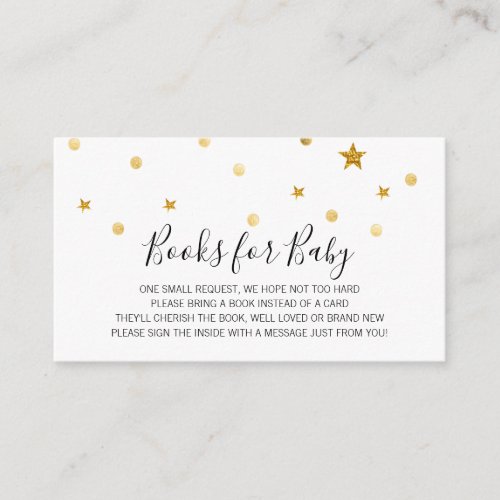 Books for Baby insert card with gold glitter