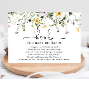 Books for Baby lavender yellow spring wild flowers Enclosure Card