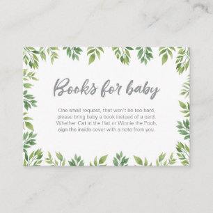 Books for baby leafy  Baby Shower Insert Card