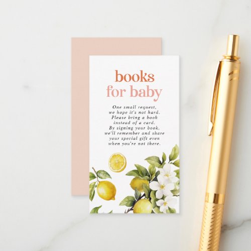 Books For Baby  Lemon Baby Shower Book Request Enclosure Card