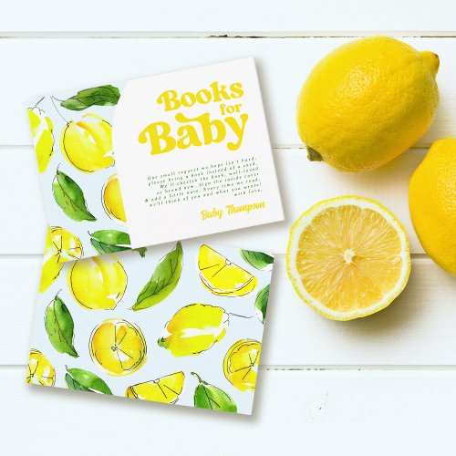 Books for Baby Lemon Retro Baby Shower Enclosure Card