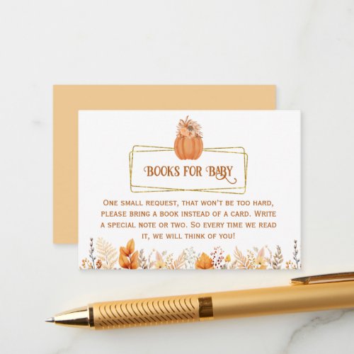 Books For Baby Little Pumpkin Baby Shower Enclosure Card