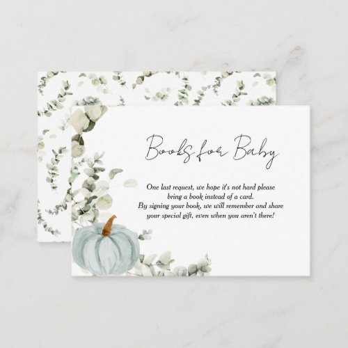 Books for Baby Little Pumpkin Blue Baby Shower Enclosure Card