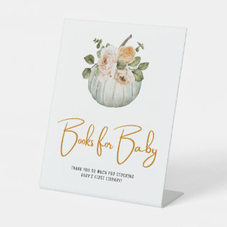 Books For Baby Little Pumpkin Fall Baby Shower Pedestal Sign
