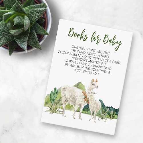Books for Baby Llama Mama Watercolor Baby shower Enclosure Card