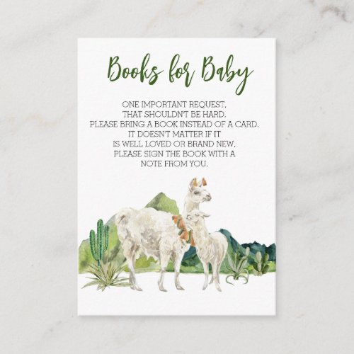 Books for Baby Llama Mama Watercolor Baby shower Enclosure Card