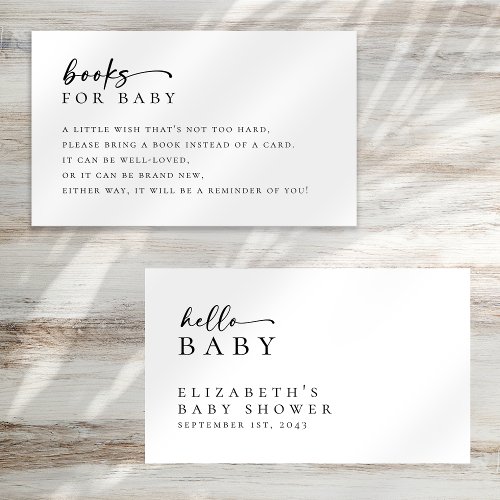 Books for Baby Minimalist Script Baby Shower Enclosure Card