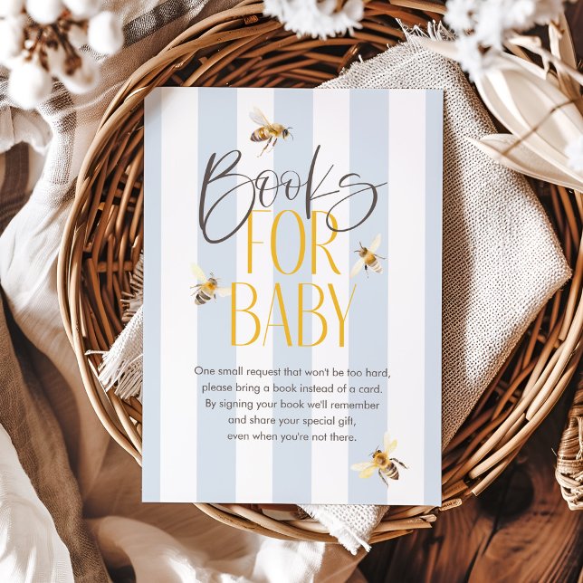 Books for Baby Mommy to Bee Blue Baby Shower Enclosure Card (Creator Uploaded)