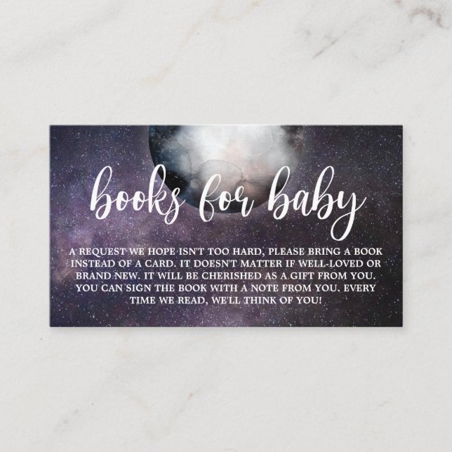 Books for Baby Moon Galaxy Baby Shower Enclosure Card (Front)