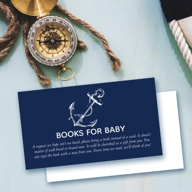 Books for Baby Nautical Anchor Navy Enclosure Card (Creator Uploaded)