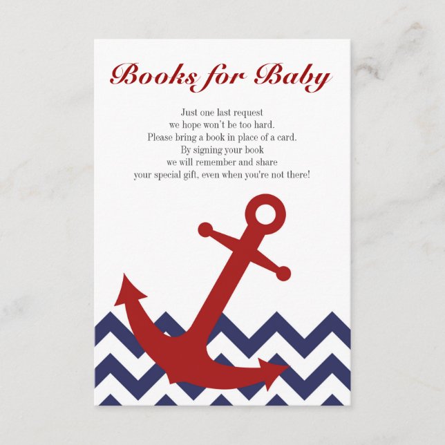 Books for Baby Nautical Baby Shower Book Request Enclosure Card (Front)