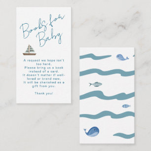 Books For Baby Nautical Waves Blue Boy Shower Enclosure Card