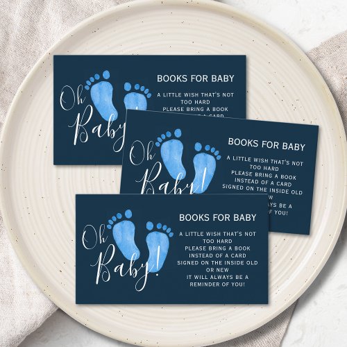 Books For Baby Navy Blue Baby Shower Enclosure Card