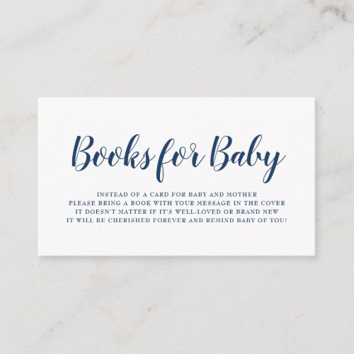 Books for Baby Navy Blue Polka Dot Baby Shower Enclosure Card