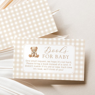 Books for baby neutral Teddy Bear Gingham Enclosure Card
