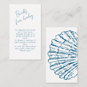 Books For Baby Ocean Blue Scallop Baby Boy Shower Enclosure Card