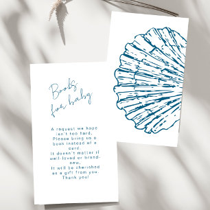 Books For Baby Ocean Blue Scallop Baby Boy Shower Enclosure Card