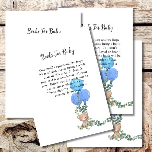 Books For Baby Oh Boy Blue Balloon Eucalyptus Enclosure Card
