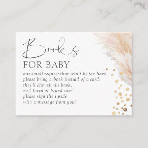 Books For Baby Pampas Grass Gold Baby Shower Enclosure Card