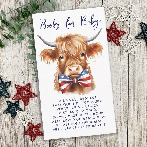 Books For Baby Patriotic Highland Cow Farm Animal Enclosure Card