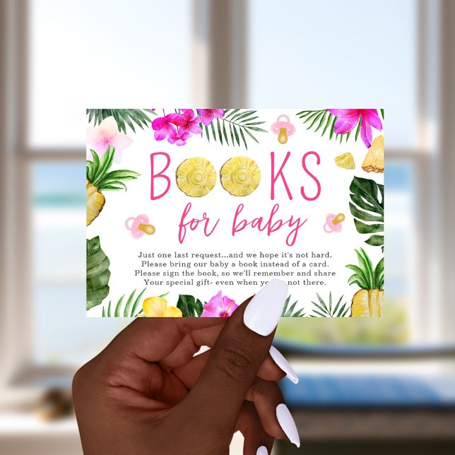 Books For Baby Pineapples & Pacifiers Shower Pink Invitation (Creator Uploaded)