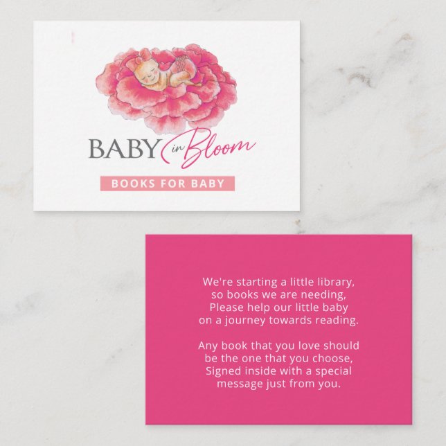 Books for Baby pink baby in bloom Enclosure Card (Front/Back)