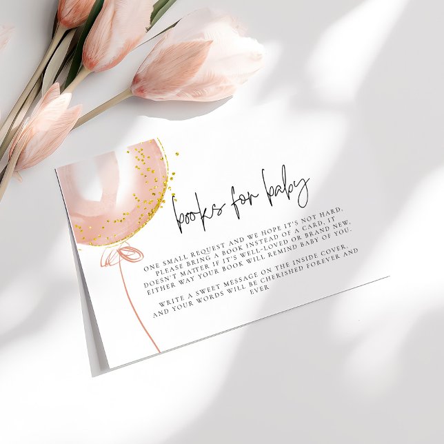 Books for Baby Pink Balloon Its a Girl Baby Shower Enclosure Card (Creator Uploaded)