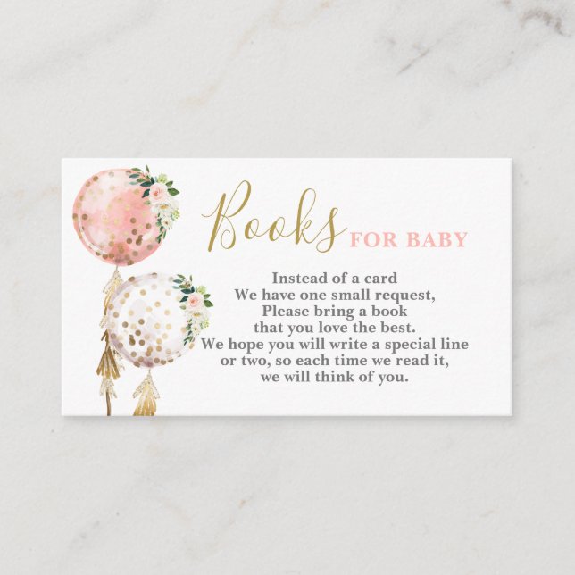 Books for Baby Pink Balloons Card (Front)