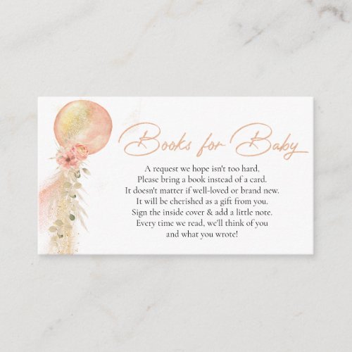 Books for baby Pink Balloons Eucalyptus Boho Enclosure Card