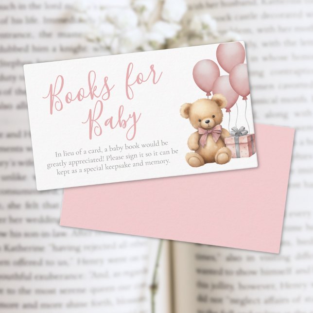 Books For Baby Pink Bear Baby Shower Enclosure Card (Books For Baby Pink Bear Baby Shower Enclosure Card)