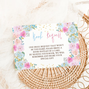 Books for Baby Pink Blue Floral Enclosure Card