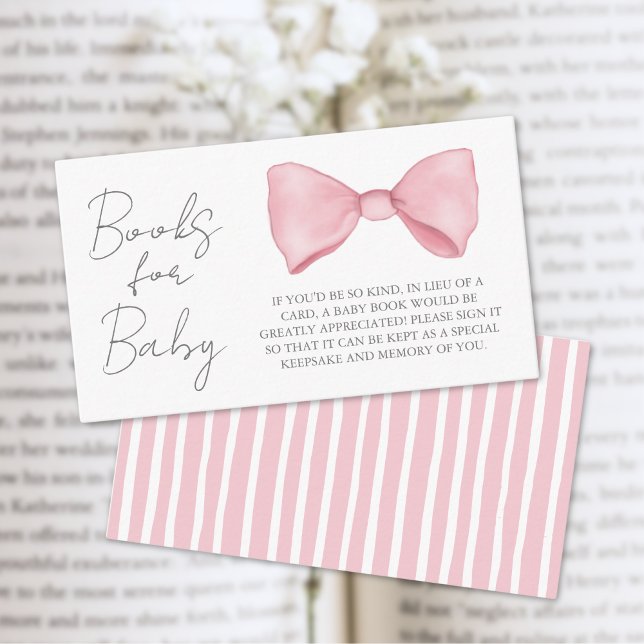 Books For Baby Pink Bow Baby Shower Enclosure Card (Books For Baby Pink Bow Baby Shower Enclosure Card )
