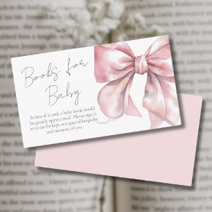 Books For Baby Pink Bow Baby Shower Enclosure Card
