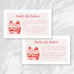 Books for Baby Pink Cupcake Twin Baby Shower Enclosure Card