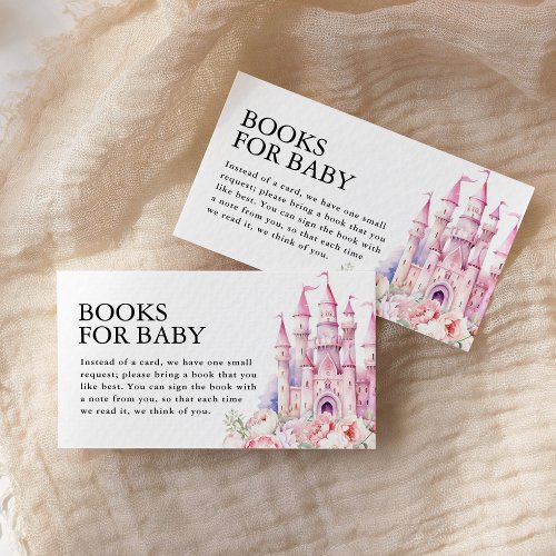 Books for Baby Pink Fairytale Castle Baby Shower Enclosure Card