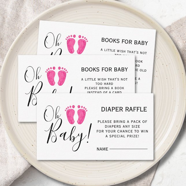Books For Baby Pink Feet Baby Shower Enclosure Card (Creator Uploaded)