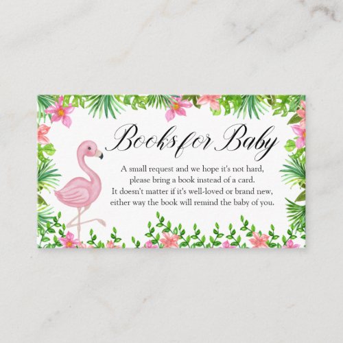 Books for Baby Pink Flamingo Tropical Flowers Enclosure Card