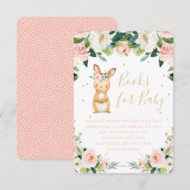 Books for Baby Pink Floral Some Bunny Brown Enclosure Card (Front/Back)