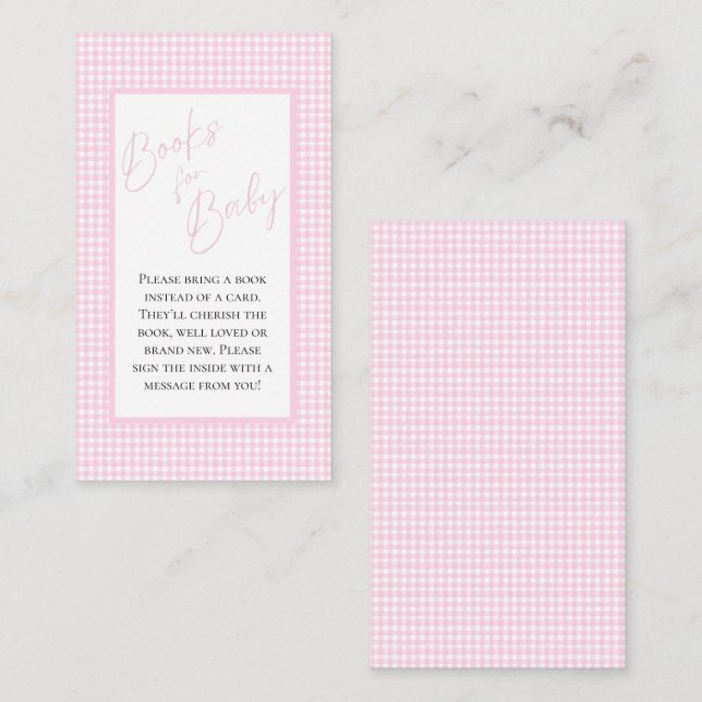 Books for Baby Pink Gingham Enclosure Card (Front/Back)