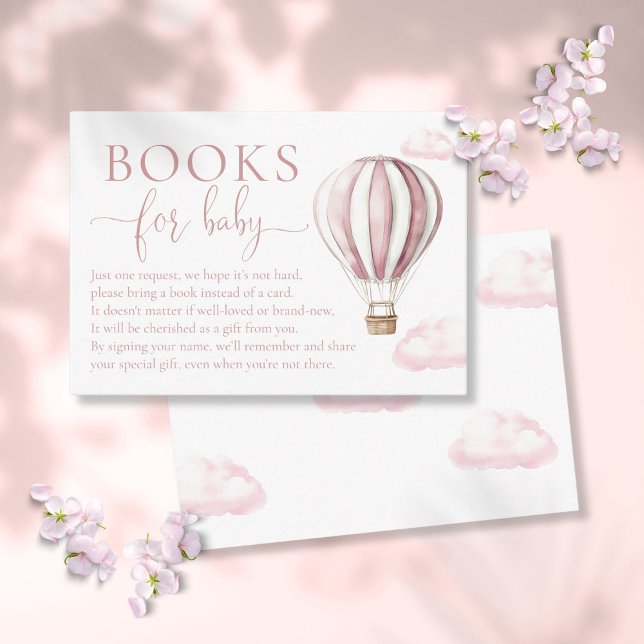 Books For Baby Pink Hot Air Balloon Baby Shower Enclosure Card (Books For Baby Pink Hot Air Balloon Baby Shower Enclosure Card)