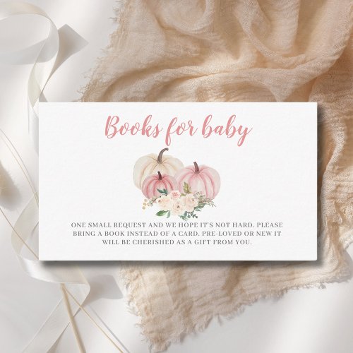 Books For Baby Pink Little Pumpkin Baby Shower Enclosure Card