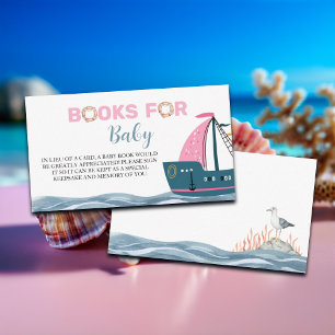 Books for Baby Pink Nautical Baby Shower Enclosure Card