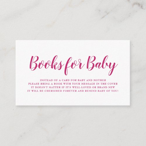 Books for Baby Pink Peacock Polka Dot Baby Shower Enclosure Card