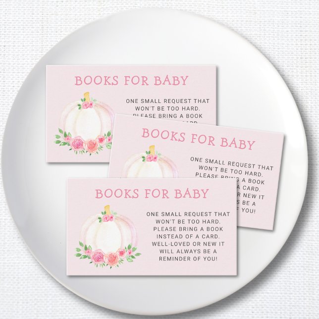 Books For Baby Pink Pumpkin Baby Shower Enclosure Card (Creator Uploaded)