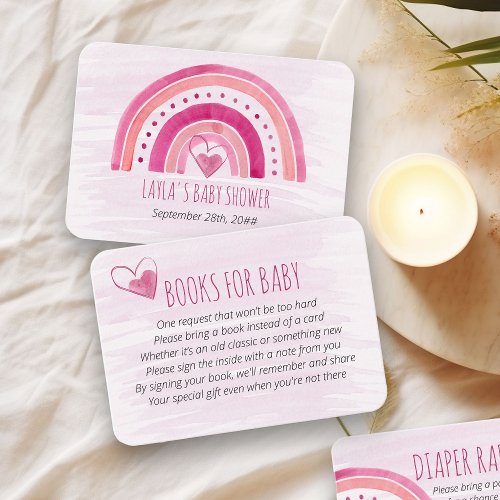 Books for Baby Pink Rainbow Baby Shower Enclosure Card