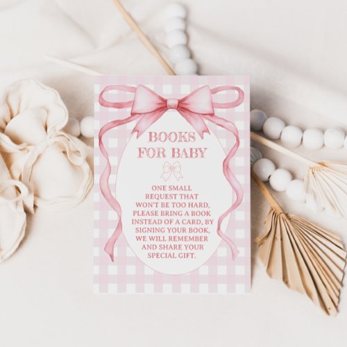 Books For Baby Pink Ribbon Bow Vintage Themed Enclosure Card