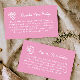 Books For Baby Pink Shell Coastal Baby Shower Enclosure Card