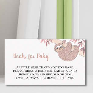 Books For Baby Pink Sloth Baby Shower Enclosure Card
