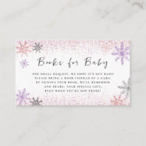 Books for Baby Pink Snowflake Baby Shower Glitter Enclosure Card