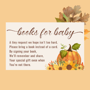 Books for Baby Pumpkin Baby Shower Enclosure Card